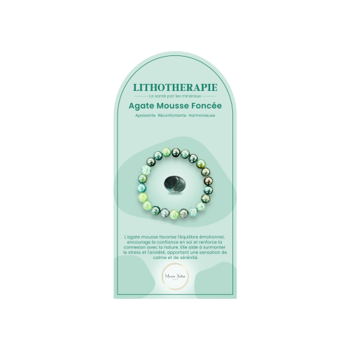 Bracelet pierres naturelles agate mousse foncee
