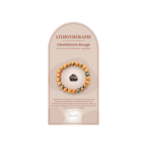 Bracelet pierres naturelles obsidienne rouge
