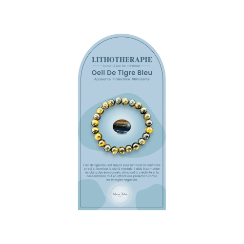 Bracelet pierres naturelles oeil de tigre bleu