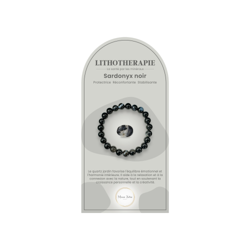 Bracelet pierres naturelles sardonyx noir