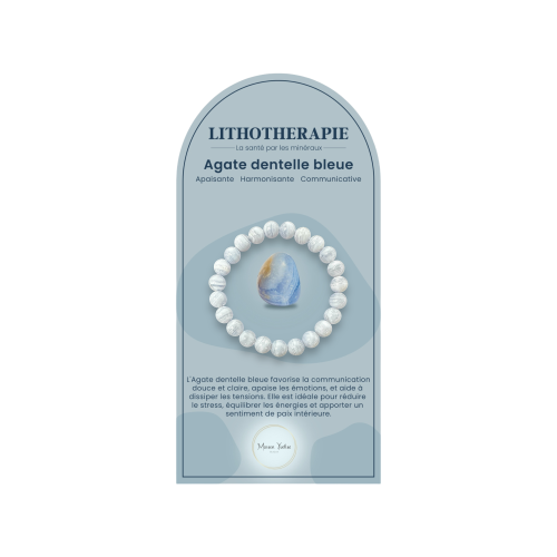 Bracelet pierres naturelles Agate dentelle bleue