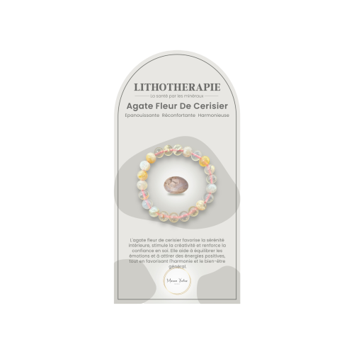 Bracelet pierres naturelles Agate fleur de cerisier