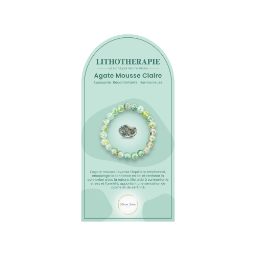 Bracelet pierres naturelles Agate mousse claire