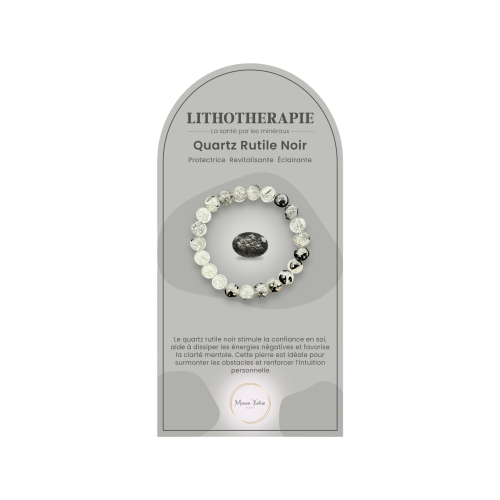 Bracelet pierres naturelles Quartz rutile noir