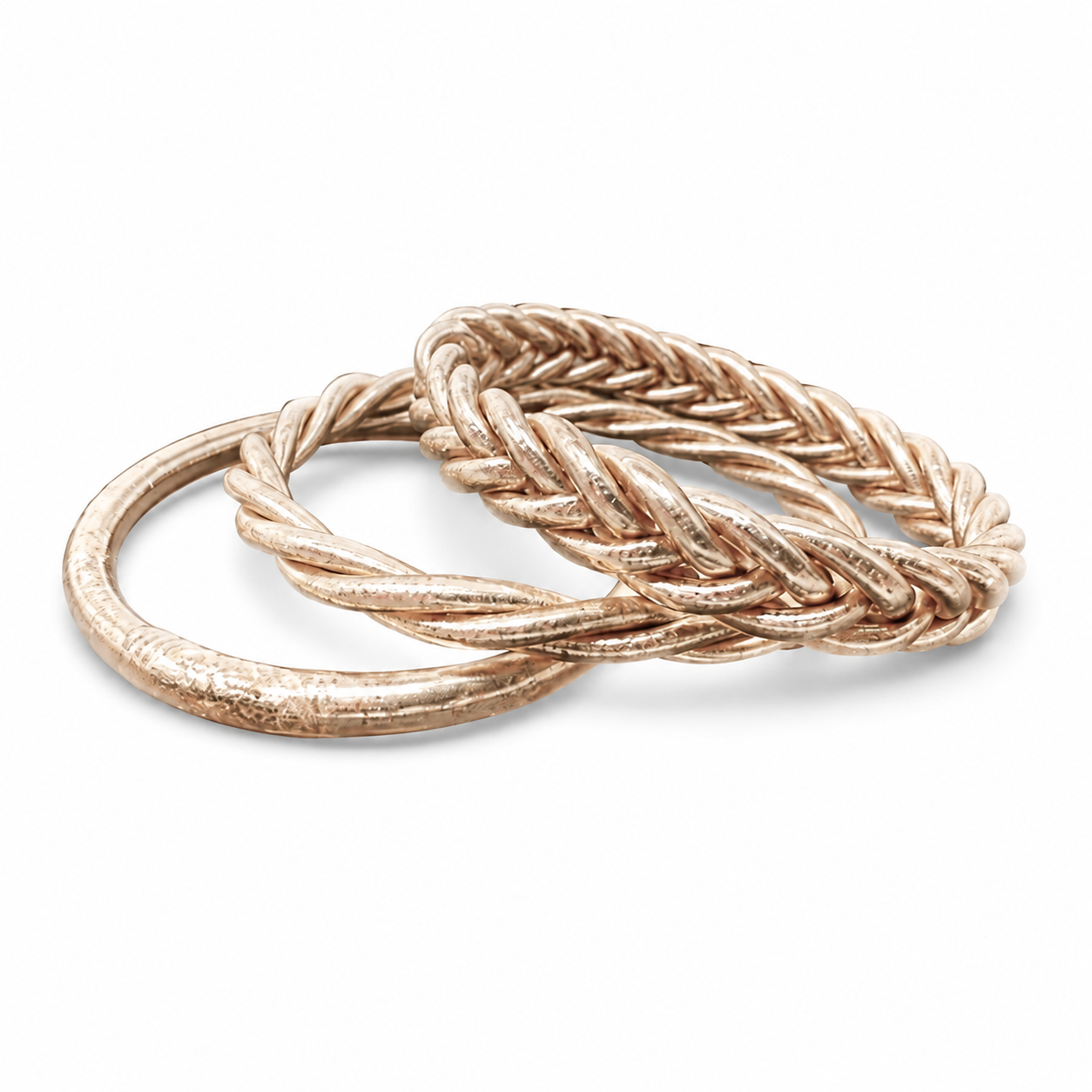 Lot de 3 bracelets bouddhiste Champagne (Jonc, tressé et torsadé)