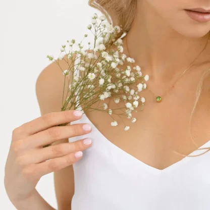 Collier Classique en Acier Inoxydable – Bijoux de Luxe avec Pierre de Naissance – Image 3