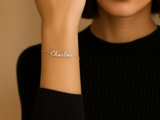 Bracelet personnalisable en argent ou doré – 10 styles d’écriture au choix