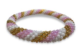bracelet nepalais rose blanc or