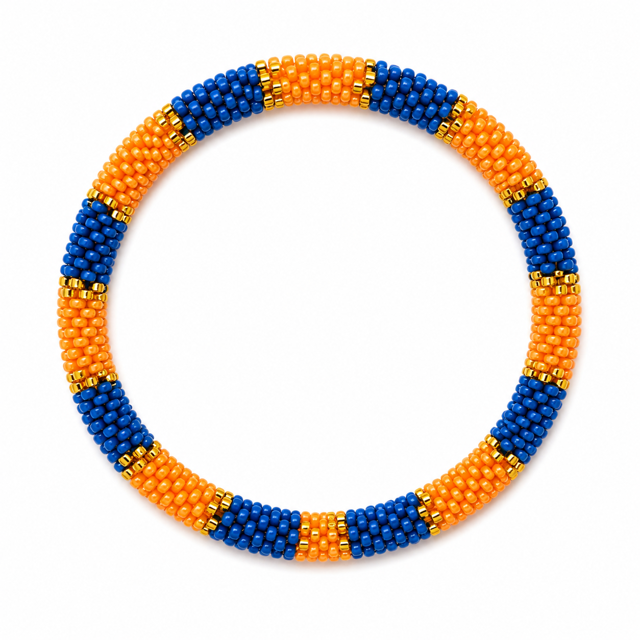 Bracelet Népalais (Orange, Bleu et Doré)