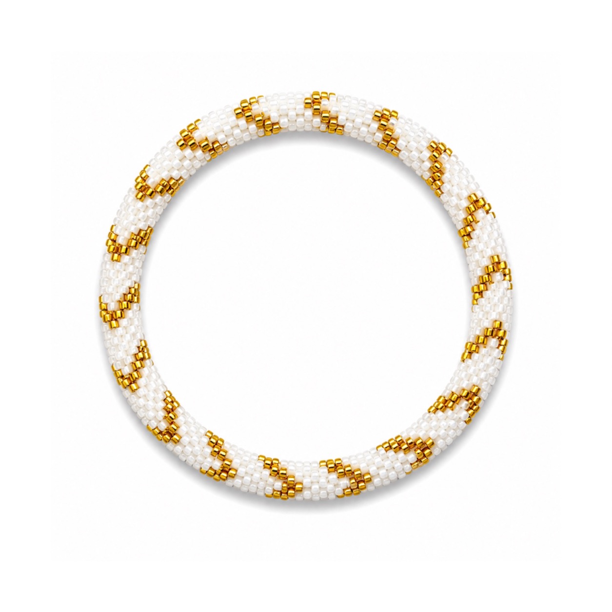 Bracelet Népalais #9 (Flèche Dorée et Blanc)