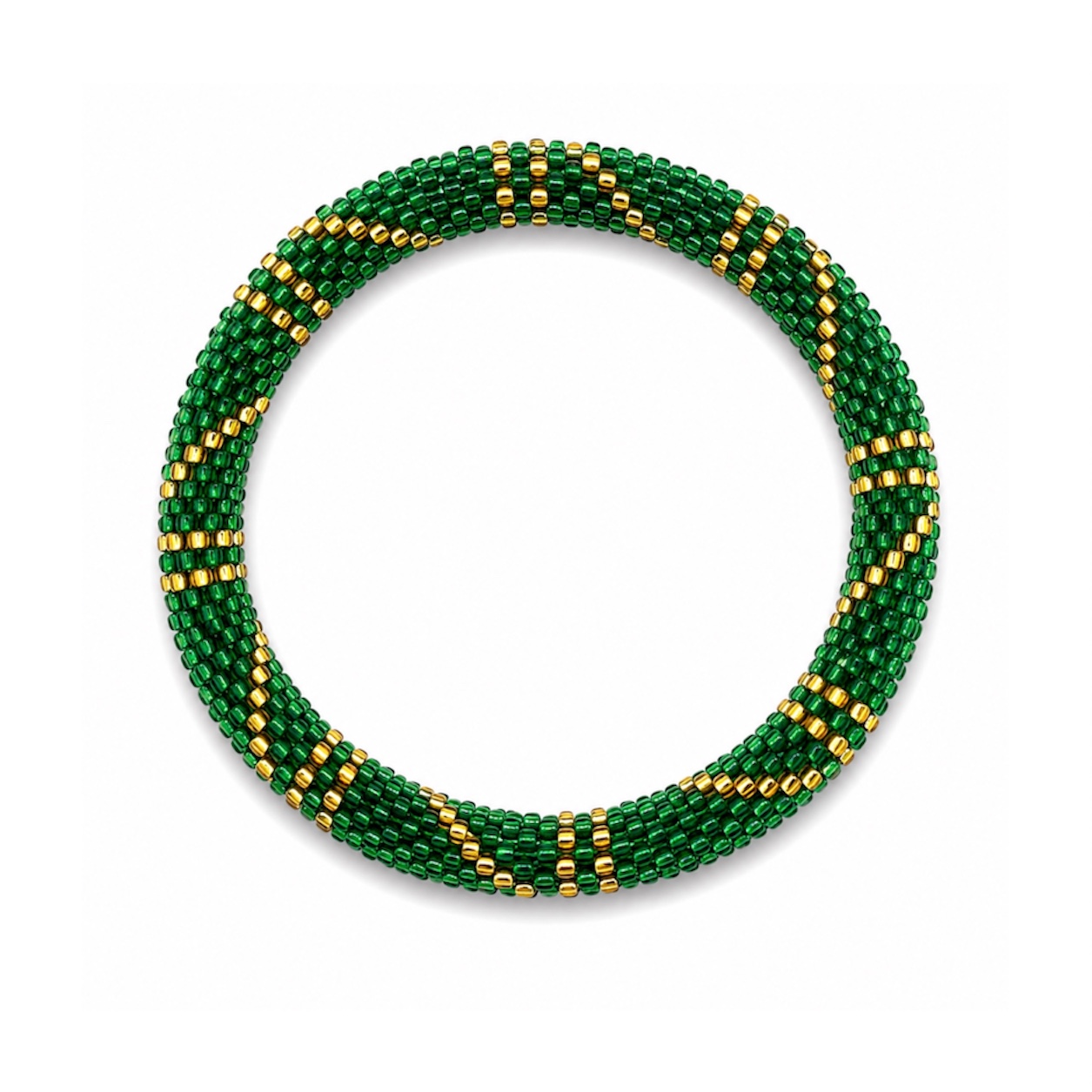 Bracelet Népalais #127 (Vert et Doré)