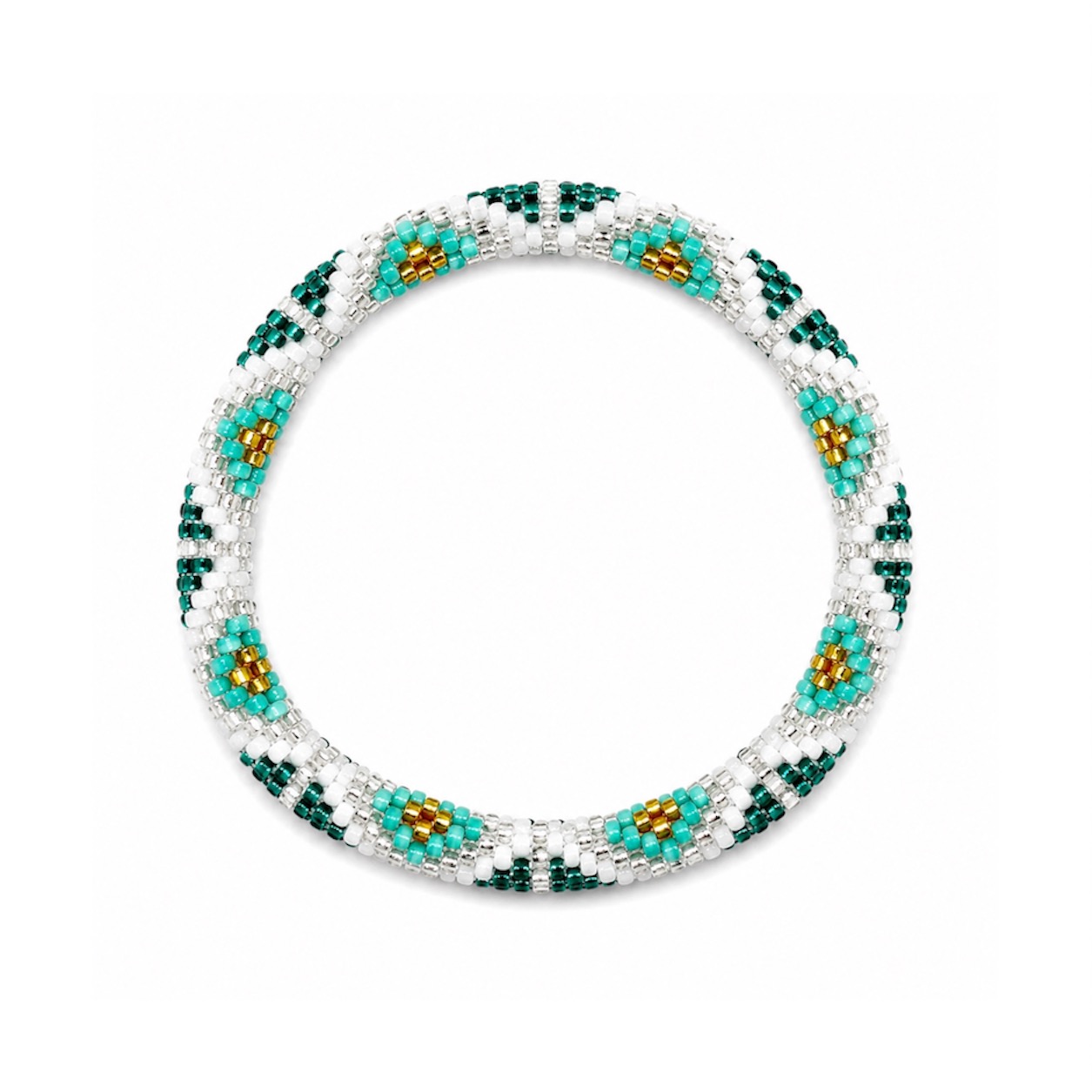 Bracelet Népalais (Vert, or et turquoise)