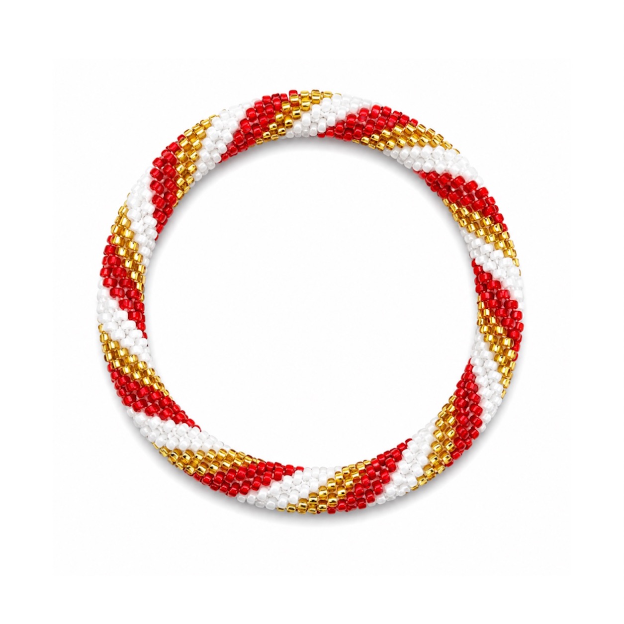 Bracelet Népalais #102 (Rouge Doré et Blanc)