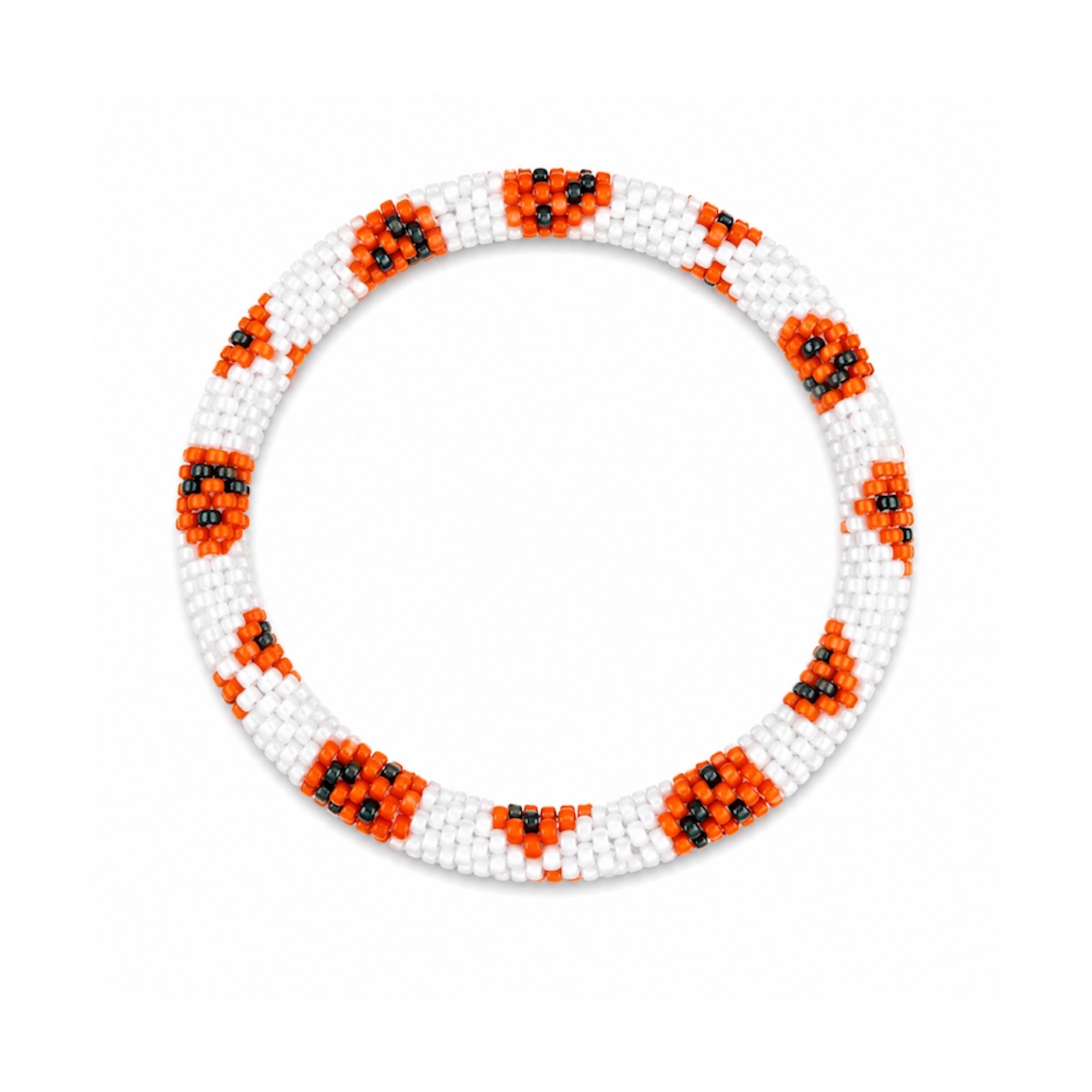 Bracelet Népalais #87 (Blanc,Orange et Vert)