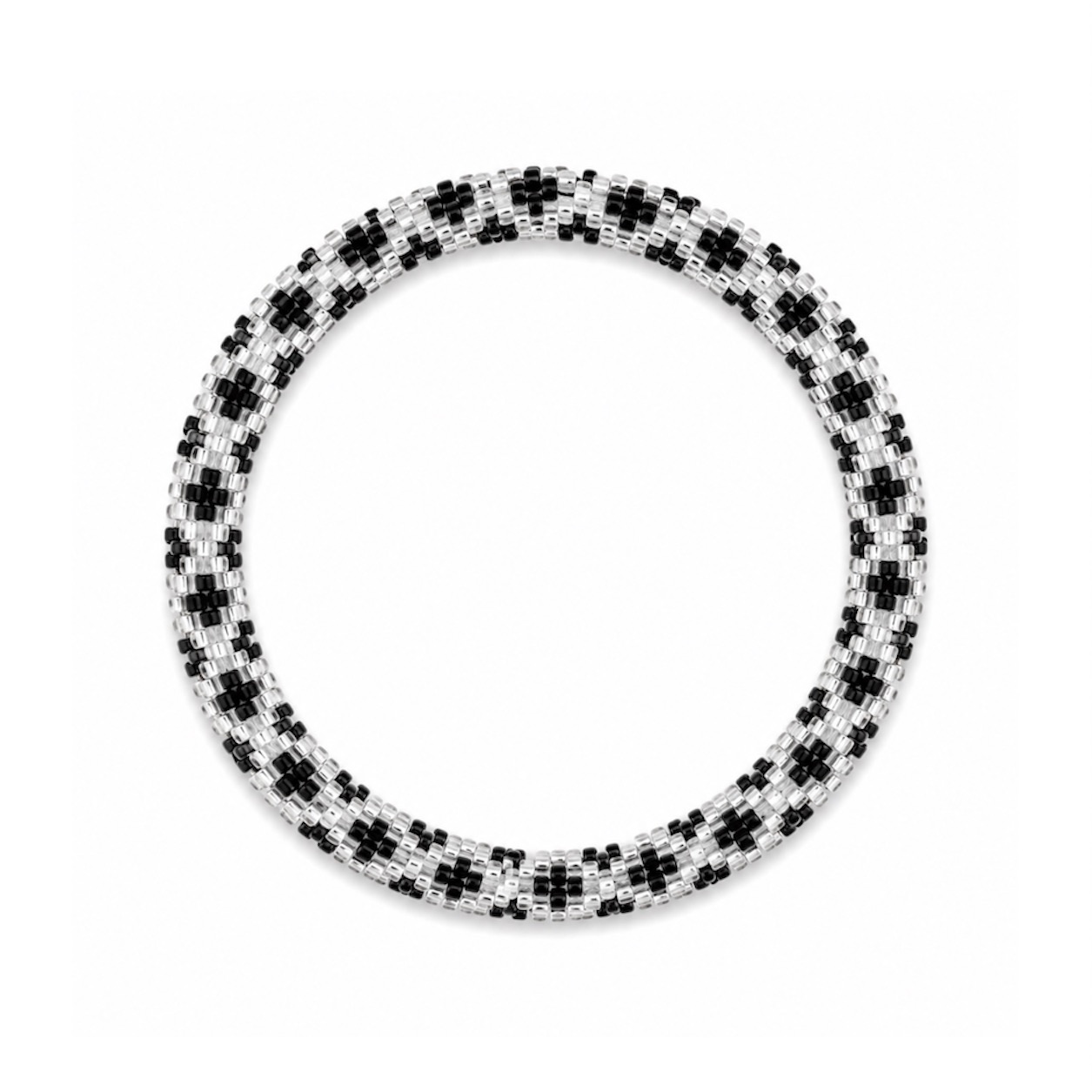 Bracelet Népalais #44 (Gris Clair-Argenté et noir)
