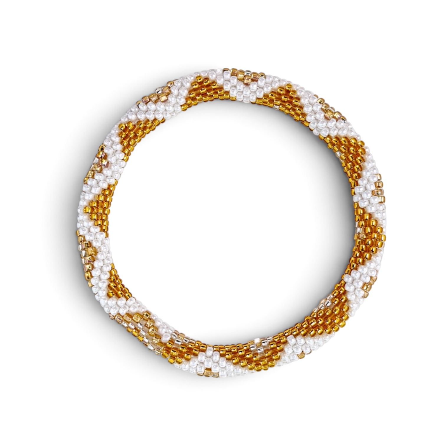 Bracelet Népalais #20 (Blanc – Doré et Argenté)